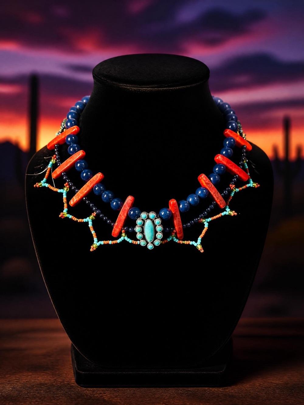 “Sonoran Twilight” Artisan Statement Collar Necklace